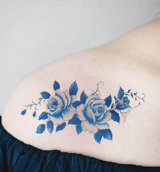 Blue rose tattoo for women