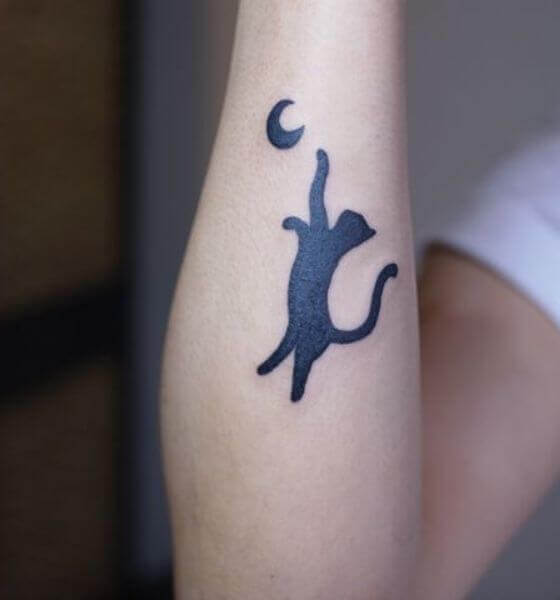 Cute Cat and Moon Tattoo Designs