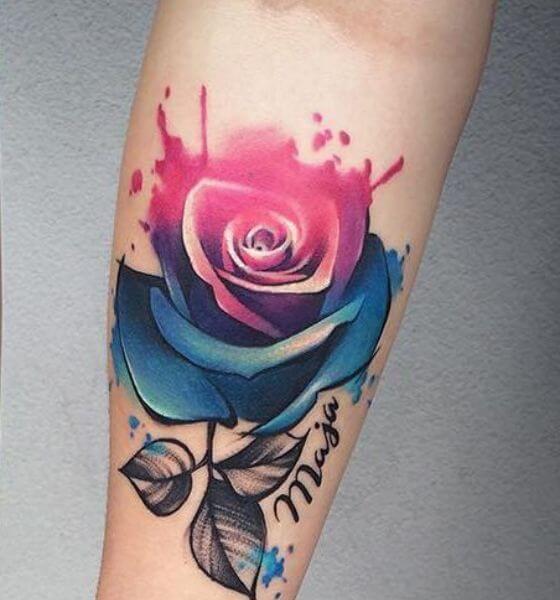 Colorful rose tattoo designs for women