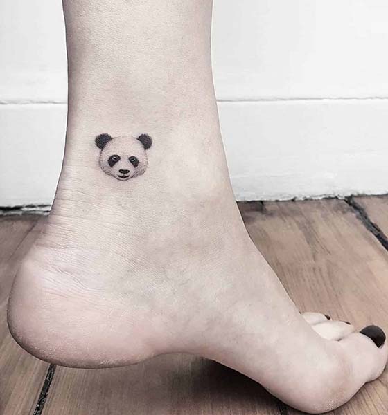 Cool Panda Tattoo on Ankle