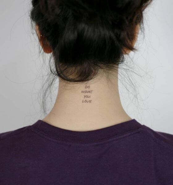 Love Quote Tattoo on Neck