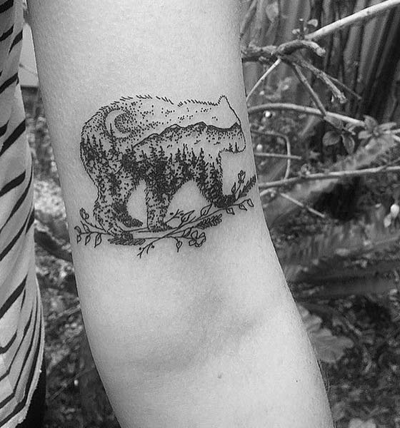 Dot Work Bear Tattoo on Hand