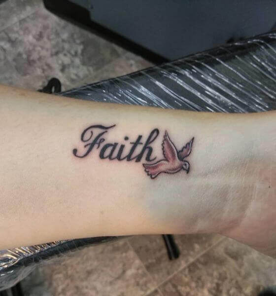 Beautiful Dove Faith Tattoo on Hand