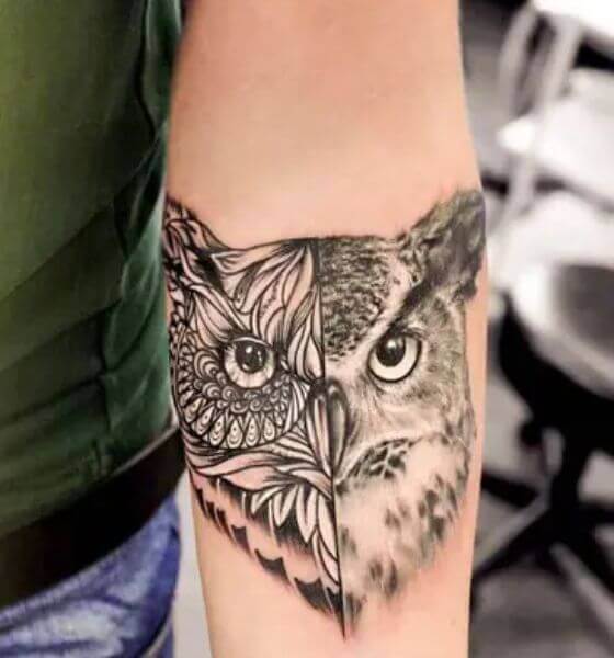 Owl Tattoo Face on Hand