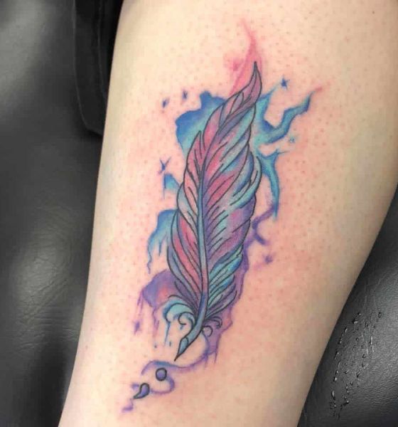 Feather Semicolon Tattoo Design