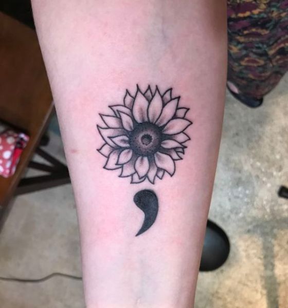 Flower with Semicolon Tattoo