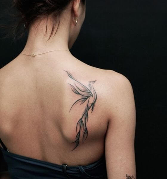 Flying Peacock Tattoo on Back