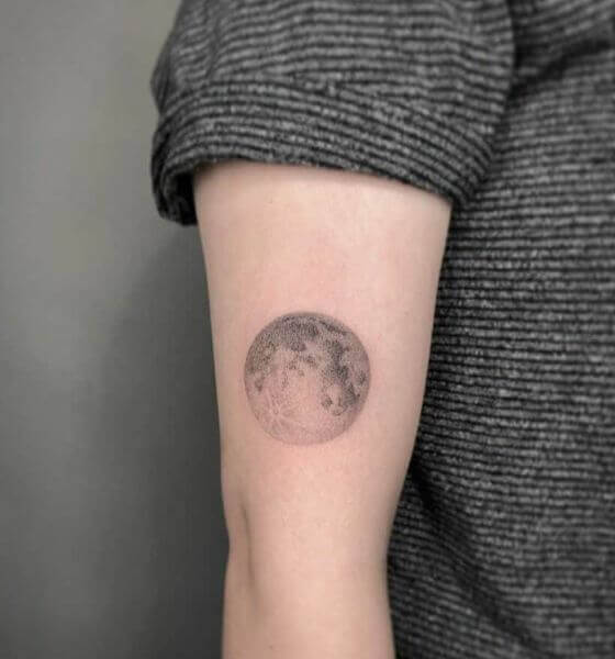 Full Moon Tattoo Design on Half Sleeve