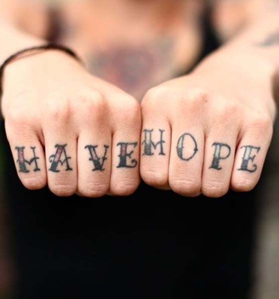 Hope Tattoo Ideas on Knuckle