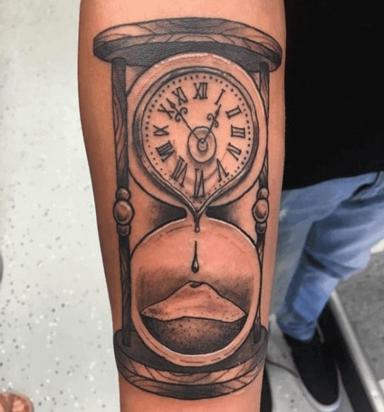 Hourglass Clock Tattoo Idea