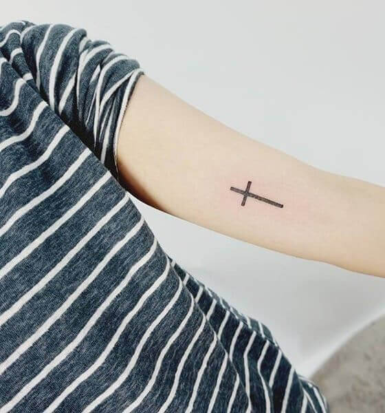 Line Cross Tattoo
