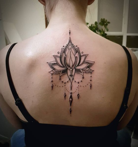 Lotus Flower Tattoo on Spine