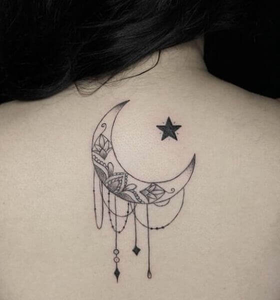 Star and Crescent Moon tattoo  Crescent moon tattoo Star tattoos Moon  star tattoo