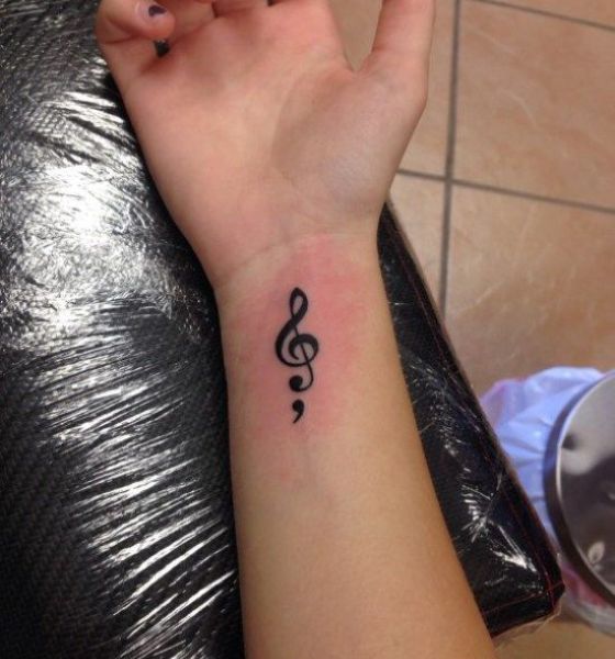Music Semicolon Tattoo on Wrist