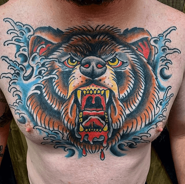 american traditional bear tattoo