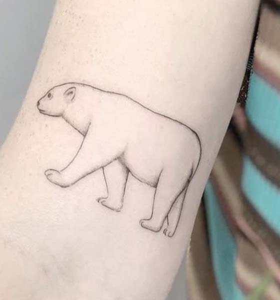 Outline Bear Tattoo on Inner Arm