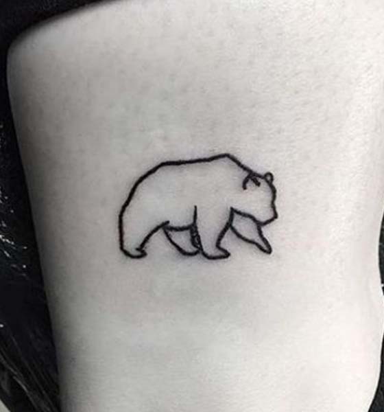Outline Bear Tattoo on Rib Cage