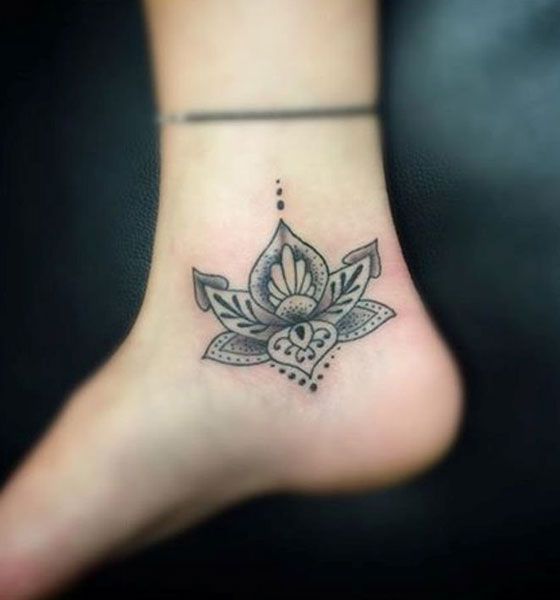 Overlapping Lotus Flower Tattoo on Ankle