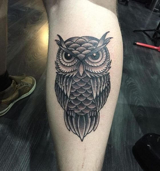 Owl Tattoo on Leg