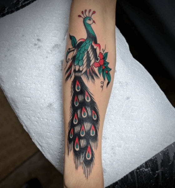 Peacock Tattoo on Full Sleeve