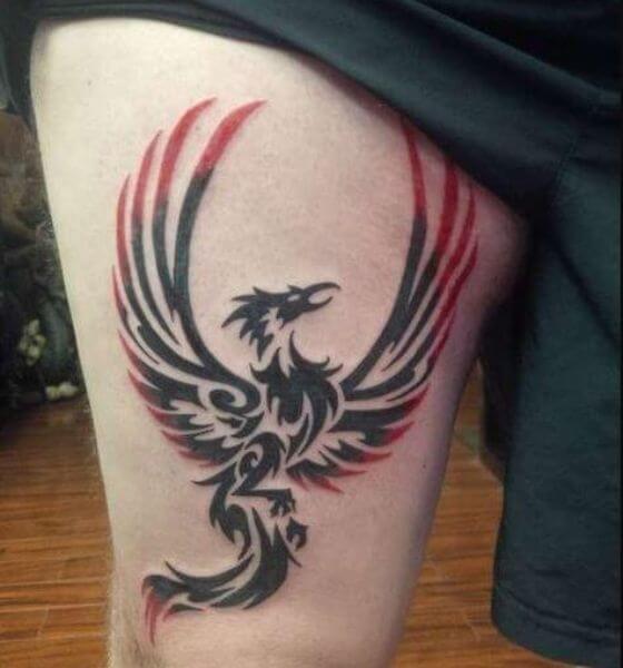 Phoenix Tattoo on Thigh