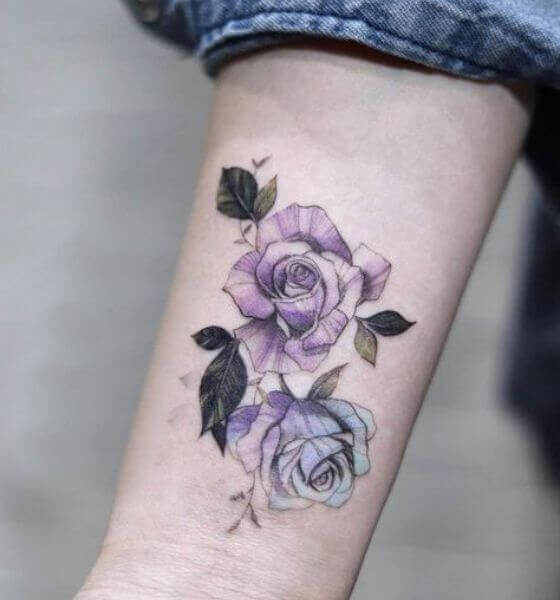 Purple Blue Rose Mix Tattoo