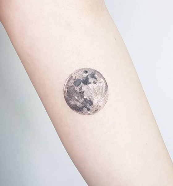 Realistic Moon Tattoo on hand 