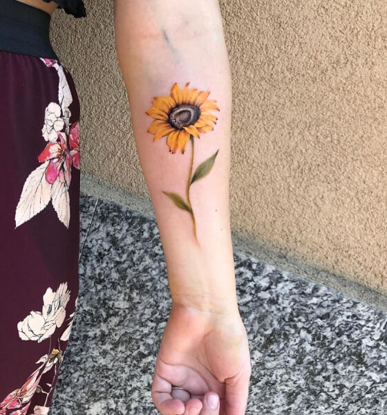 Realistic Sunflower Tattoo Design