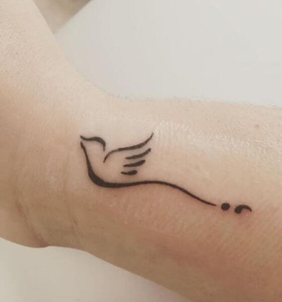 Semicolon Birds Tattoo Design