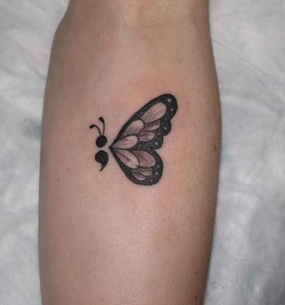 Semicolon Butterfly Tattoo