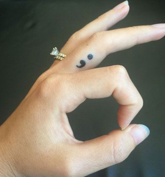 Semicolon Finger Tattoo