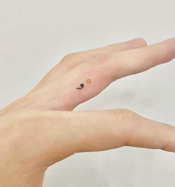 Semicolon Finger Tattoo