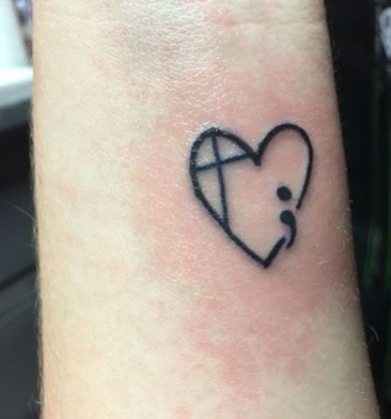 Semicolon Heart Tattoo