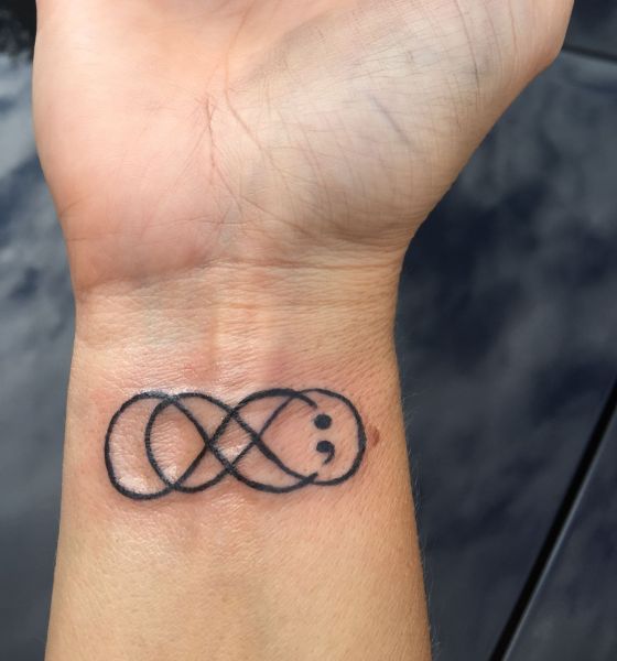 Semicolon Infinity Tattoo on Wrist