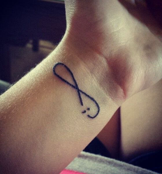Semicolon Infinity Tattoo on Wrist