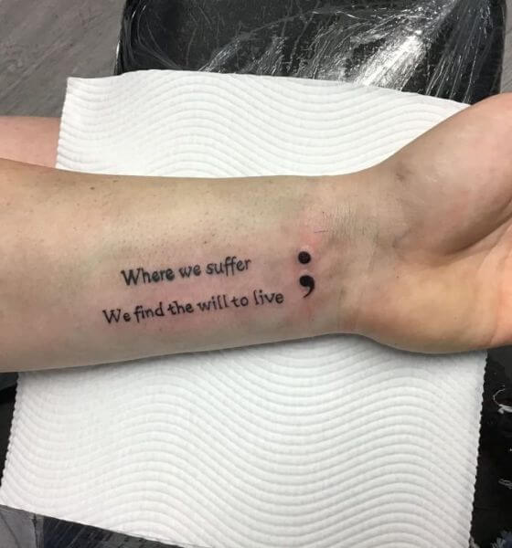 Semicolon Phrase Tattoo