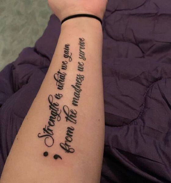 Semicolon Phrase Tattoo