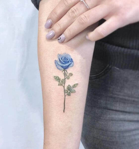 Simple Blue rose tattoo