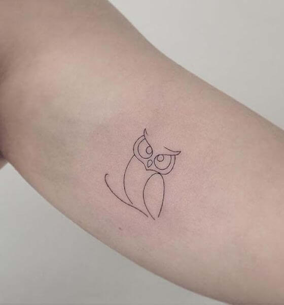 Simple Owl Tattoo on Hand