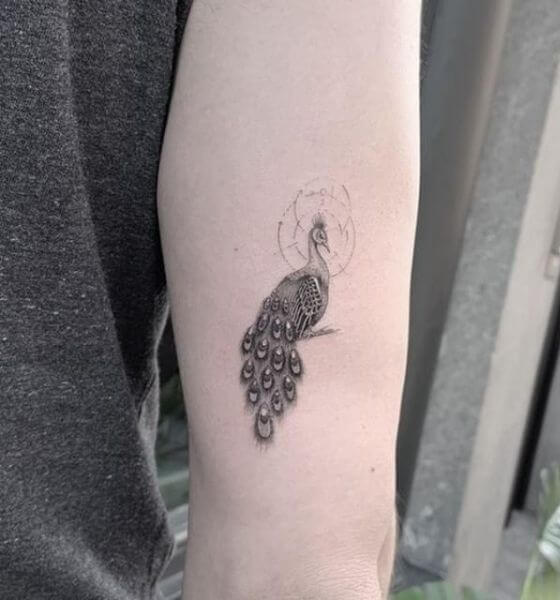 Simple Peacock Tattoo on Hand