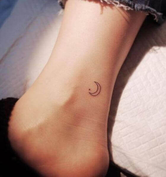 Small Moon Tattoo on Ankle