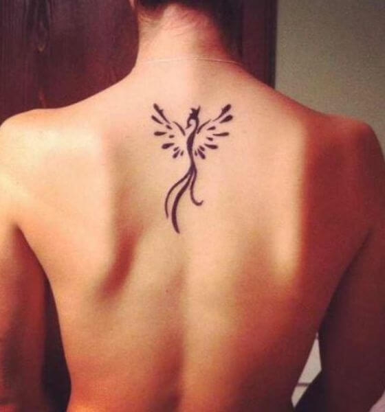 Small Phoenix Tattoo Design on Back
