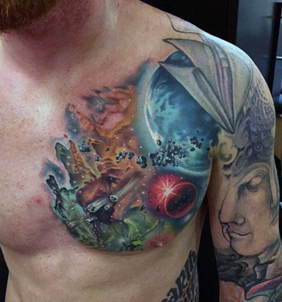 Space tattoo ideas on chest