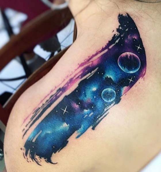 Space tattoo idea on shoulder
