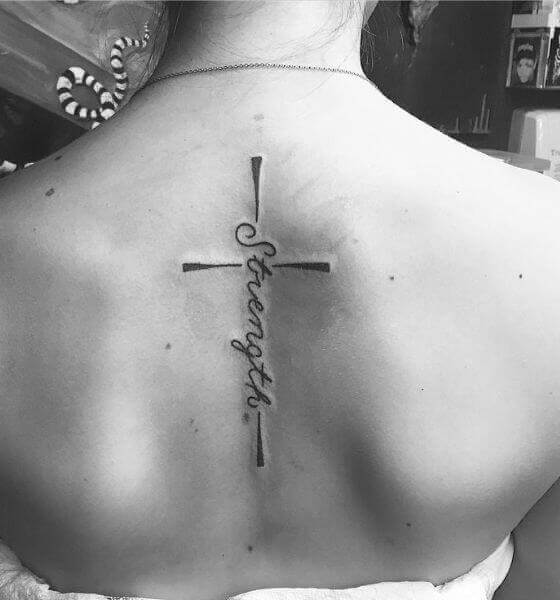 Strength with Cross Faith Tattoo Designs