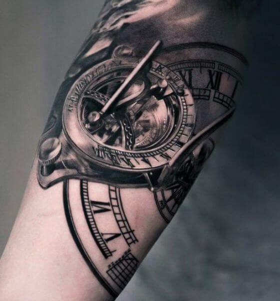 Sundial Clock Tattoo Design