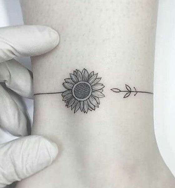 Sunflower Ankle Tattoo Design
