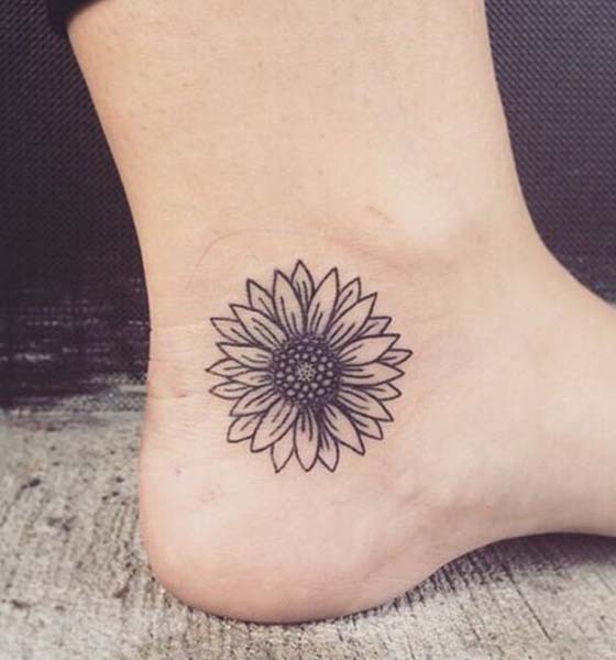 Sunflower Tattoo on Ankle - Looking Gorgeous 