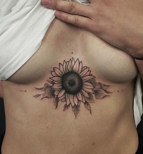 Top Sunflower Chest Tattoo Design