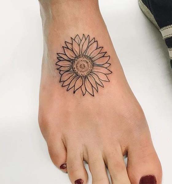 Sunflower Foot Tattoo 